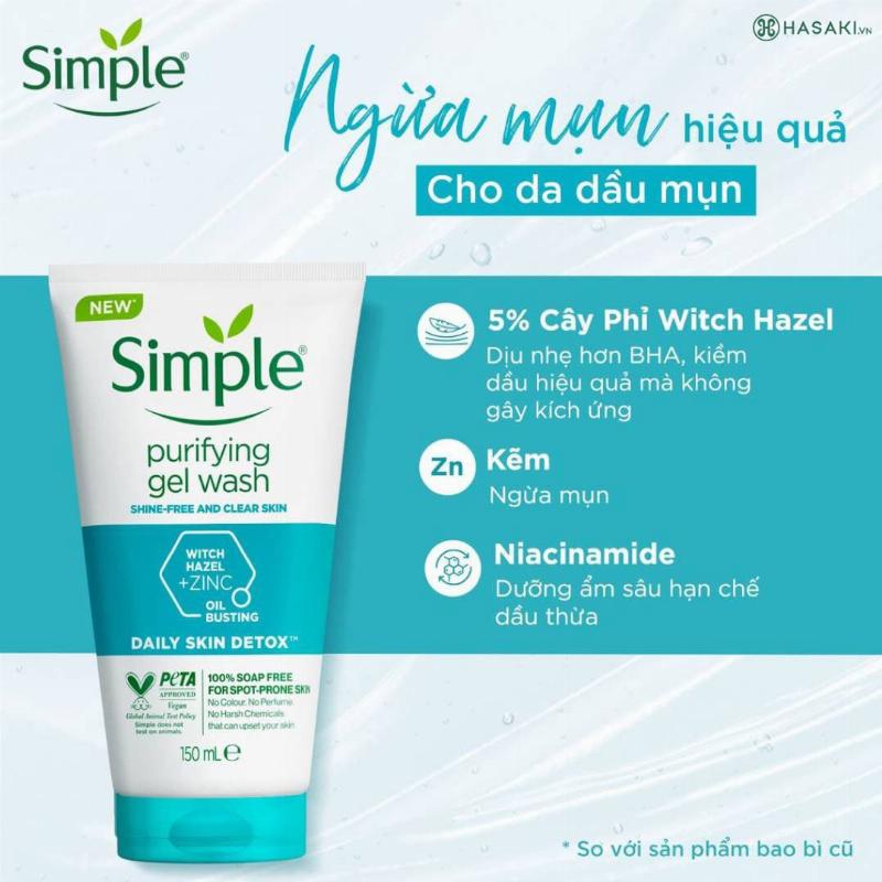 Sữa rửa mặt Simple cho da khô: Thành phần